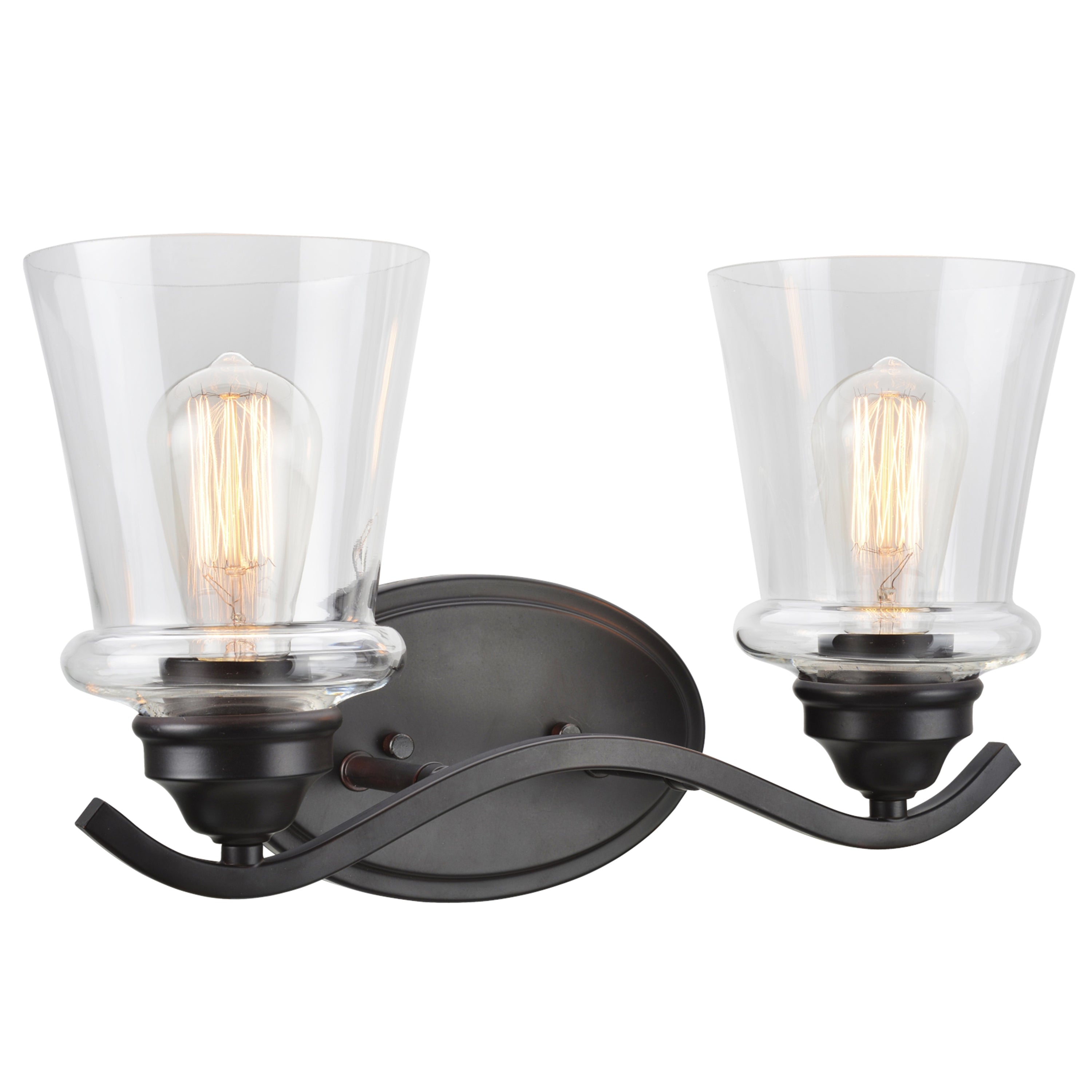 Oil Rubbed Bronze 2-Light Vanity Fixture with Clear Glass Shades