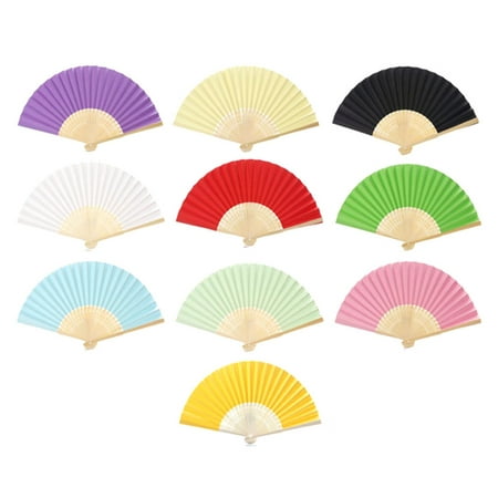 

10pcs 7 Inches Blank Fan Performance Paper Folding Fan Decor Kids DIY Painting Prop (Mixed Color)