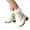White, variant on Plush Winter Boots for Women Fashion Christmas Tree Embroidery Slip On Mid Calf Booties Block Low Heel Non Slip Snow Boots White Size 6