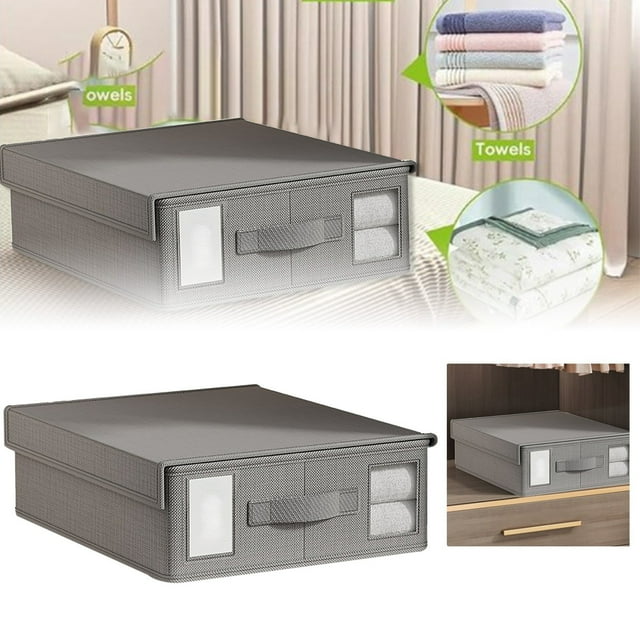 Organisateur de Garde-Robe Textile de Maison Ensemble de 4 Pcs pour Draps et Couvertures en Tissu Non Tissé Design Durable et Gain de Place