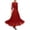Red, variant on Round Neck Lace Dress Evening Dress Skirt Solid Color Dress For Women Fashion Half Sleeve Long Dress For Women Blue L