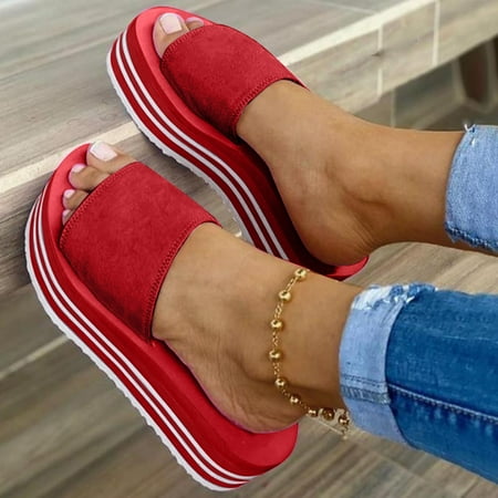 

〖Yilirongyumm〗 Red 38 Slippers For Women Sandals Slippers And Large Casual Foot Platform Women s Fashion Color Size Women s Slipper