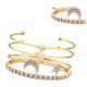 thumbnail image 4 of Juego de 4 pulseras de cristal con forma de estrella y luna, multicapa, con apertura en forma de corazón (doradas), 4 of 7