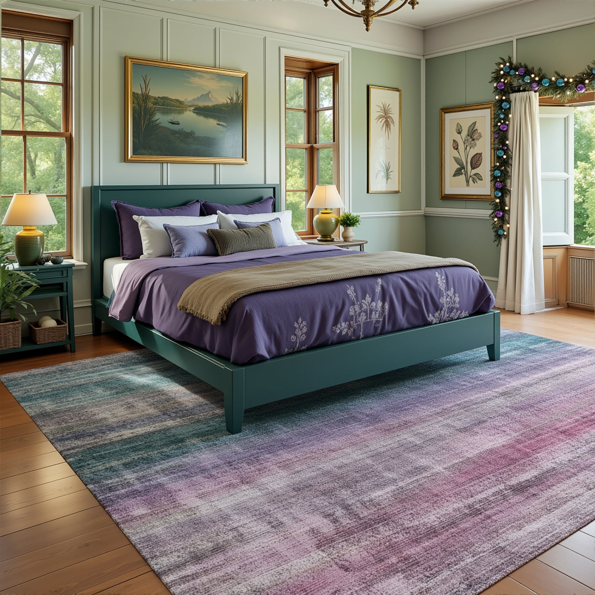 9x12 Modern Abstract Rugs Washable Non-Slip Ombre for Living Room Bedroom Study Room-Orchid