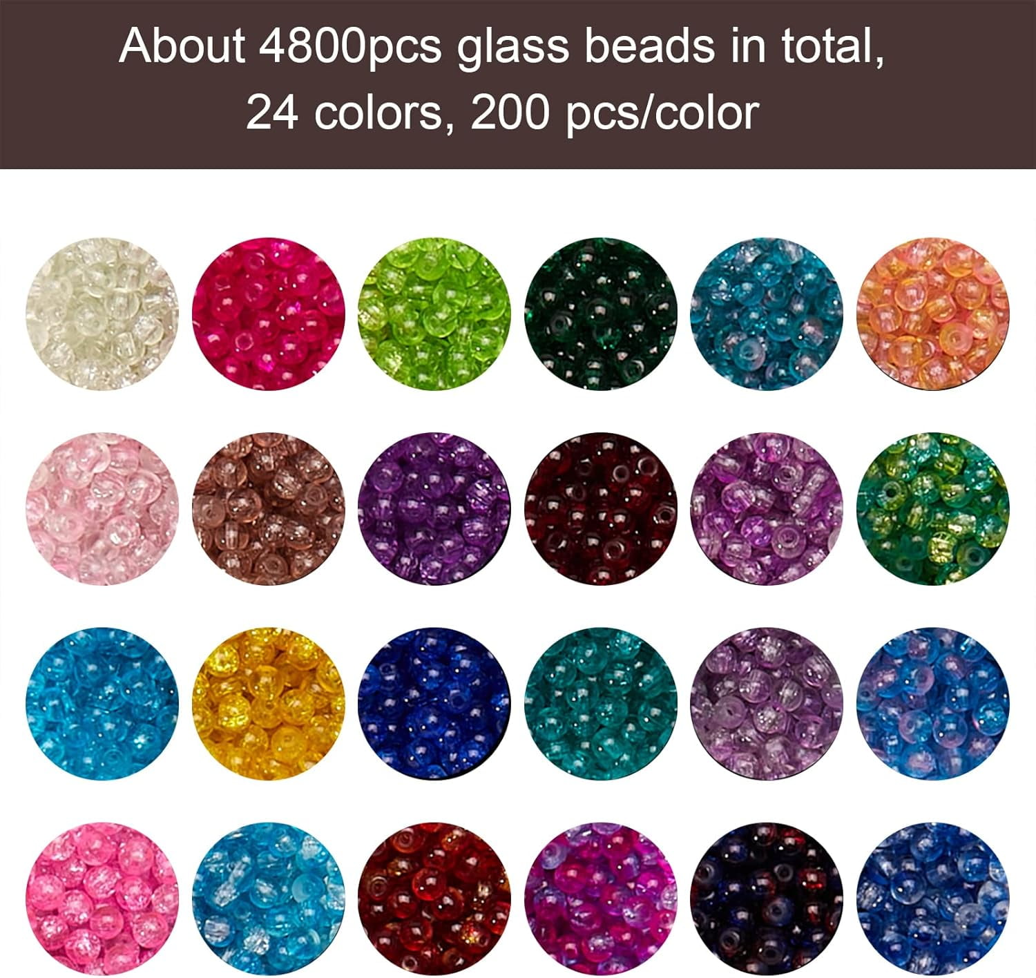 720pcs 8mm Spray Painted Glass Beads Mixed Color Pony Round Spacer