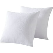 Feather Proof Pillow Protectors 18x18 Pack of 2 Waterproof Soft Bamboo Terry Square Pillow Covers for Throws
