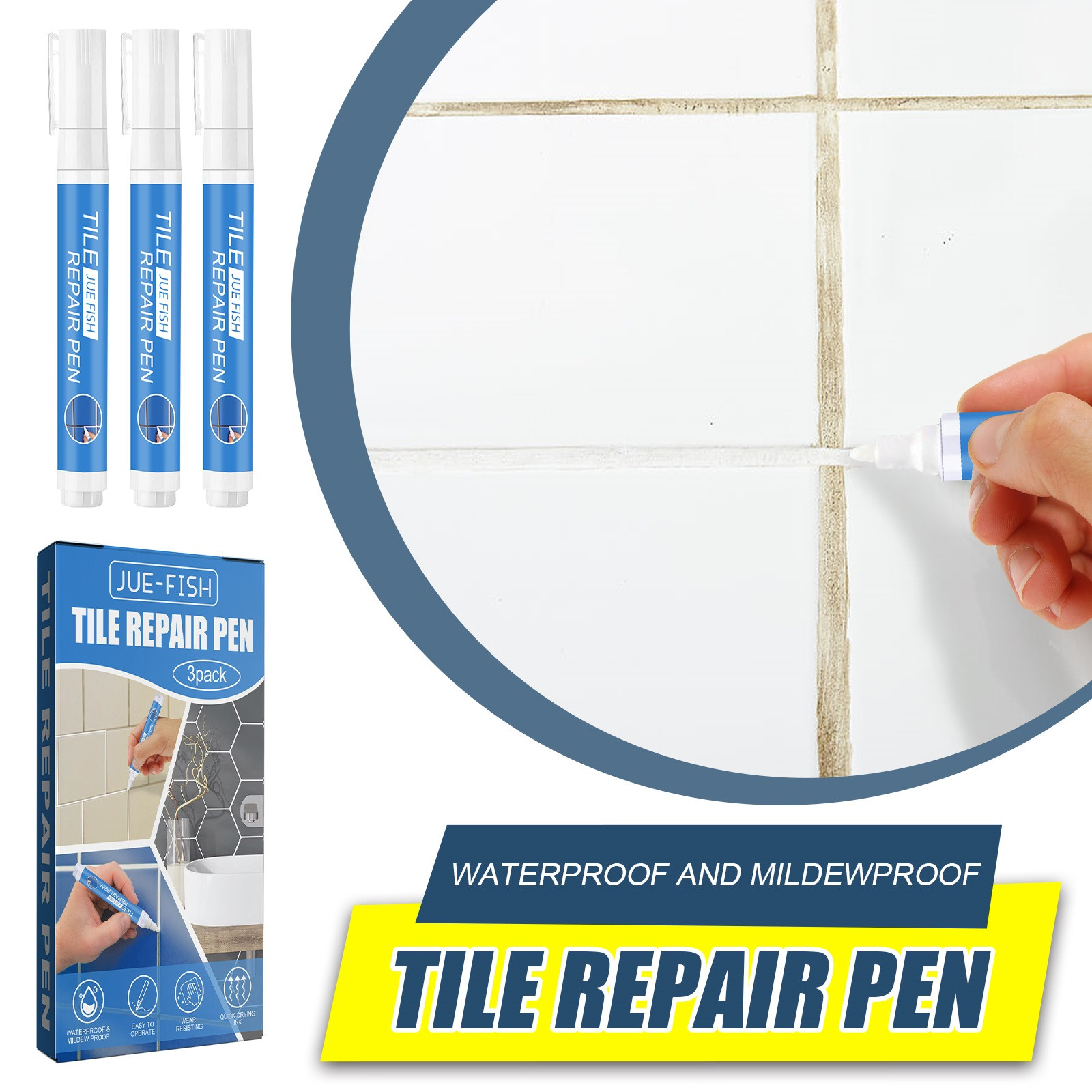 RnemiTe-amo Deals！3 Pcs Tile Grout Pen Repair Pen Set (3 Pcs White ...