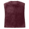 thumbnail image 5 of Htigea Faux Fur Cropped Vest for Women Sleeveless Open Front Cardigans Ladies Solid Furry Gilet Outerwear Wine XS, 5 of 5
