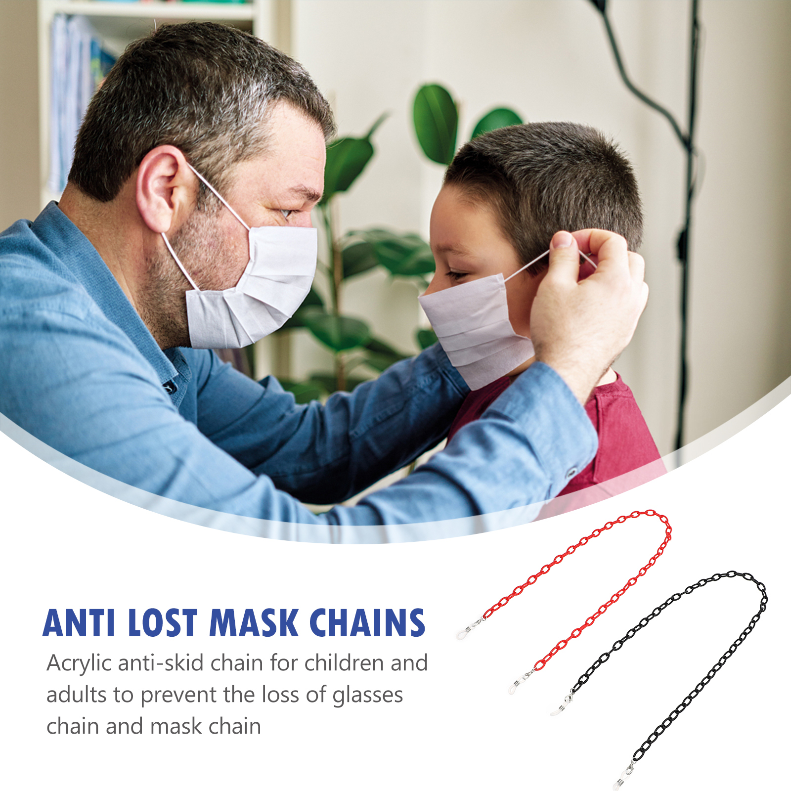 Zonh 2 PCS Acrylic Eyeglasses Chain Mask Chains Masks Thinsulate Gloves ...