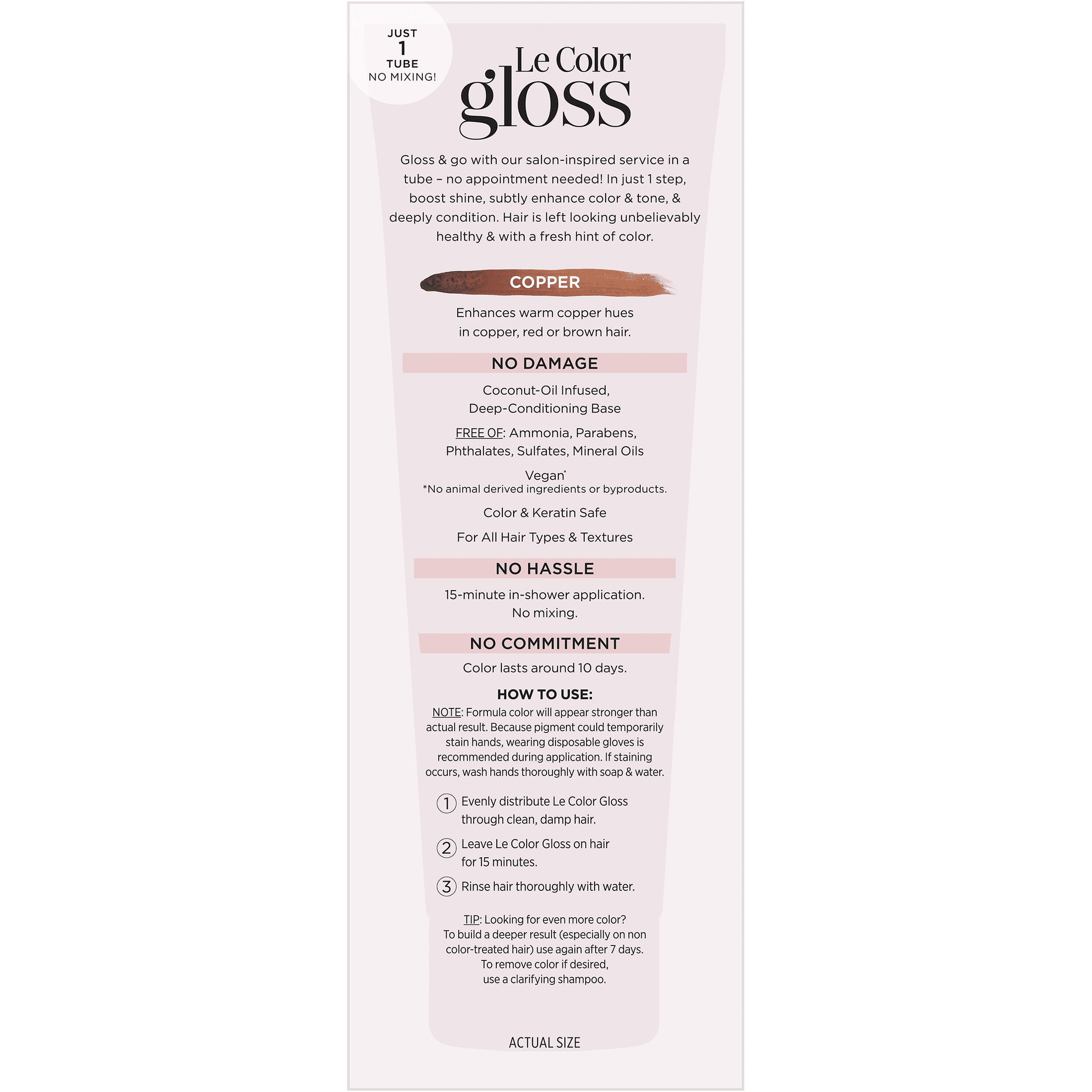 L'Oreal Paris Le Color Gloss In-Shower Toning Gloss, Copper, 4 fl oz