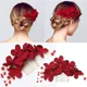 thumbnail image 1 of Flores Rojas Tocado De Novia, Horquilla De Cristal, 1 of 4