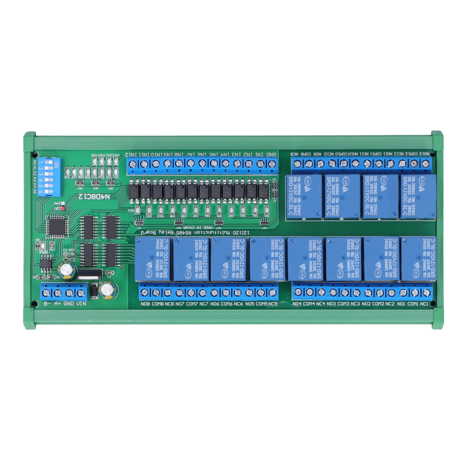 Relé con caja de riel DIN, módulo de relé de 12 pulgadas, componente ...