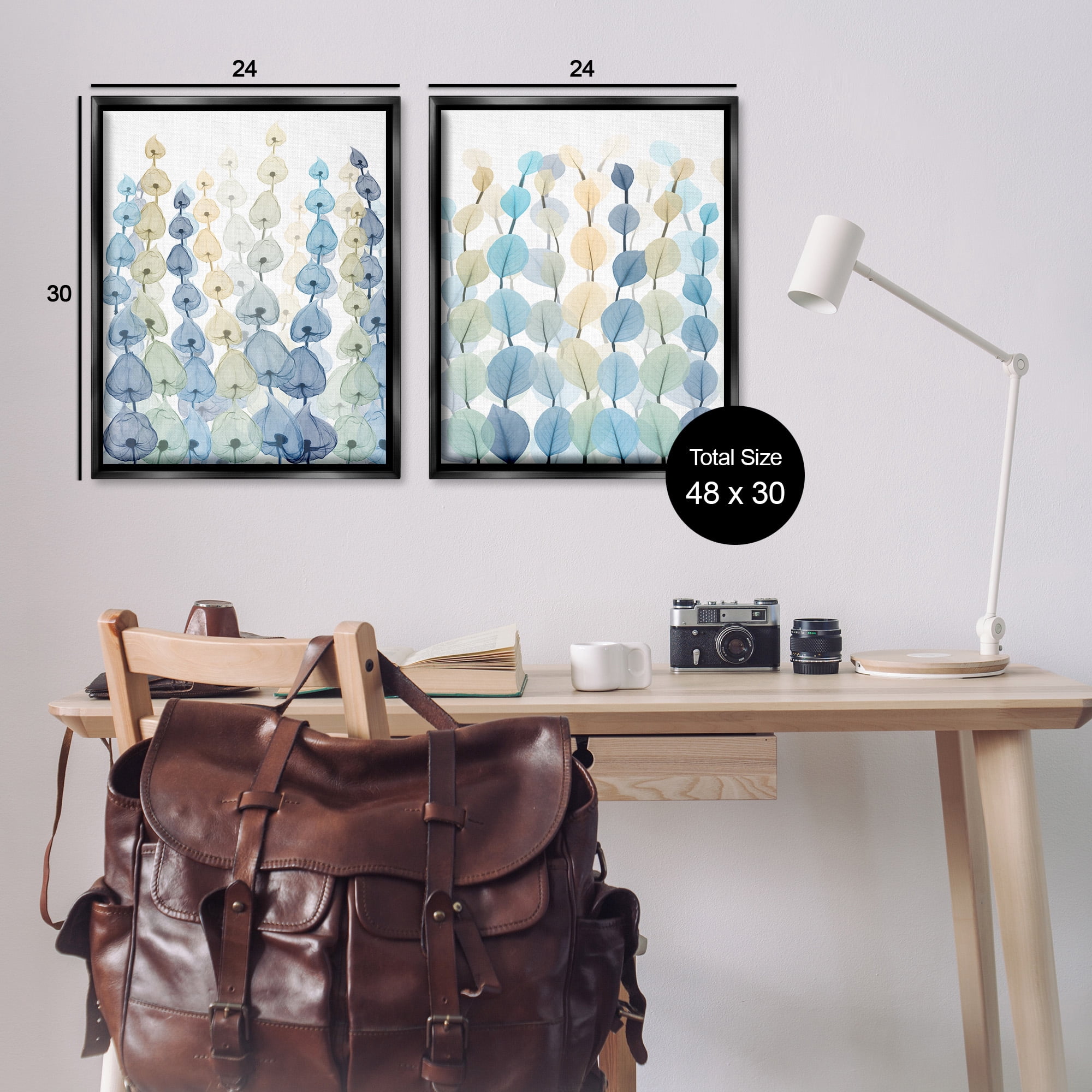 Stupell Industries Seaweed & Ocean Plants Pattern Abstract Painting Black Floater Framed Canvas Art Print Wall Art, 25 x 31, Set of 2