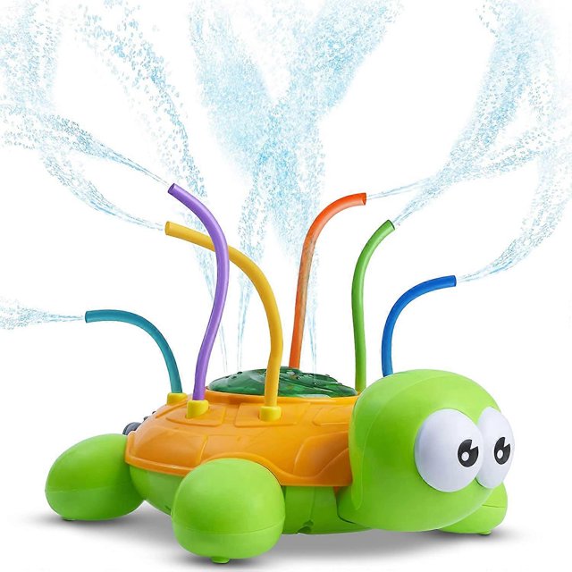 Aspersor de agua para exteriores para niños y bebés - Juguete rociador giratorio con forma de tortuga con tubos flexibles - Diversión para salpicar en los días de verano - Rociadores