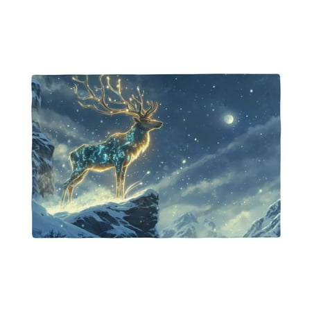 

Placemats Set of 4 Moonlit Snow Mountain Deer A Heat Resistant Non - Slip Place mats Waterproof table mat for Kitchen Dining-6片装
