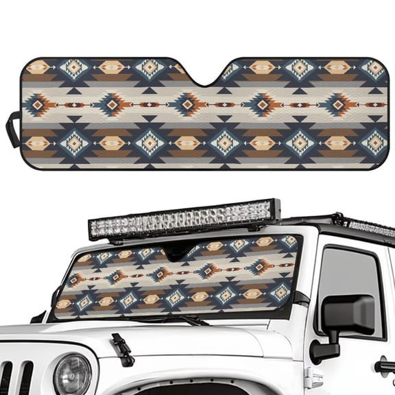Uorisanigo Southwest Aztec Windshield Sunshade Sun Visor for UV Rays & Heat Protection, Compatible with 2007-2024 Wrangler Rubicon Sahara TJ JK JKU 2 & 4 Door, Accessories for Jeep Wrangler