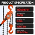thumbnail image 3 of 6 Ton Come Along Chain Hoist, Alloy Frame Rust Protection, 10FT Lifting Height, Manual Lever Hoist, Garage, Industrial Depot, 3 of 7