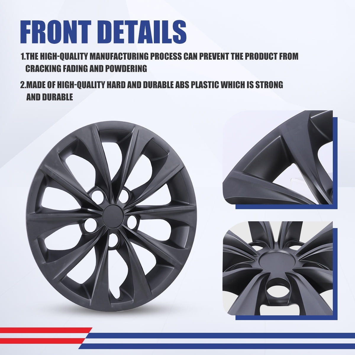 16" Set of 4 Hubcaps Wheel Rims Cover Fit 2015-2017 Toyota Camry /2015-2017 Toyota Camry Hybrid Compatible with Steel Wheels Snap on Installation(16-inch,Black Matte)
