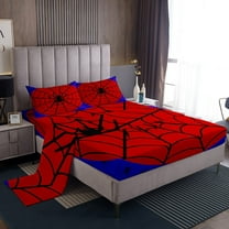 Erosebridal Halloween Spider Twin Sheet Sets, Red Blue Black Spider Web Bedding Twin Size 3pcs