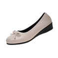thumbnail image 3 of Women Dressy Flat Shoes Slip on Office Work Shoes with Front Bowknot, Ladies Business Casual Comfortable Low Heels Shoes Outdoor Wear Versatile Plus-Size Loafers, 3 of 10