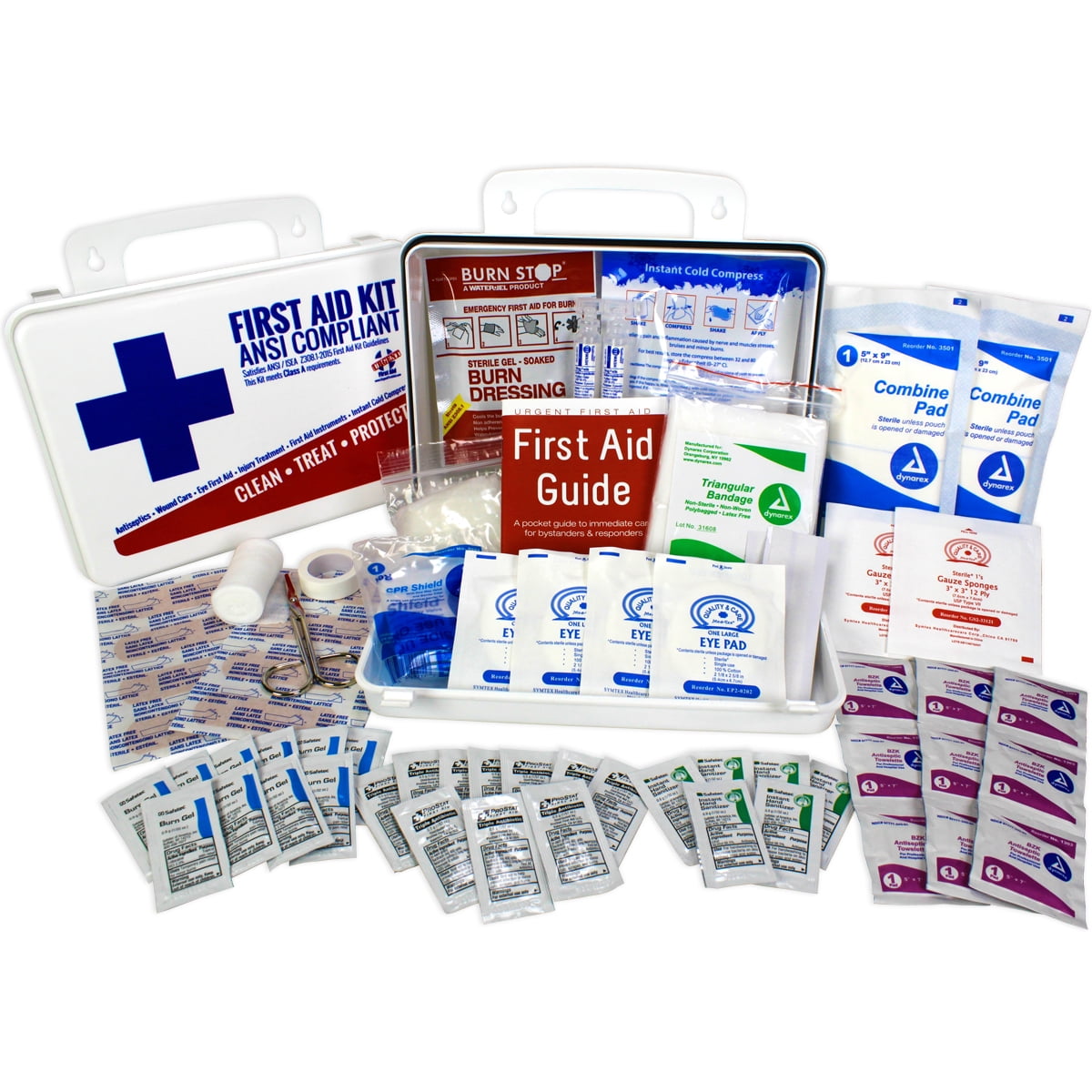 OSHA & ANSI First Aid Kit, 25 Person, 74 Pieces, ANSI 2015 Class A/Types I & II, Made in USA