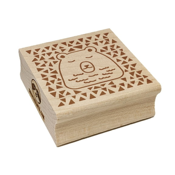 Bear Sleeping Doodle Square Rubber Stamp Stamping Scrapbooking Crafting - Large 2.75in