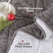 Buzio 48” x 72” Sherpa Fleece Weighted Blanket for Adults 15 Pounds Dual Sided Soft Cozy Fuzzy Heavy Throw Blankets,Gray White
