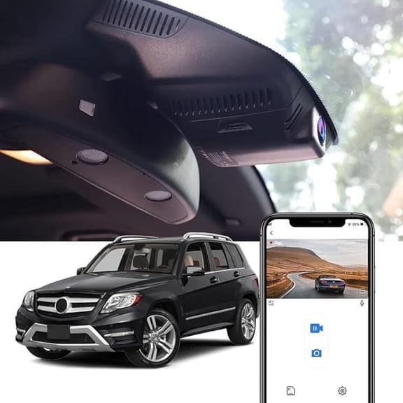 Fitcamx 4K Dash Cam Compatible with Mercedes-Benz GLK 350 250 2010 2011 2012 2013 2014 2015 X204 (HD2-6007), 2160P UHD Video, 64GB Card