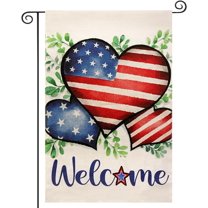 Rdsfhsp 4th of July Decorative Linen Garden Flag 12x18 inch, Patriotic Welcome Garden Flag Double sided for Memorial Day Independence Day Yard Lawn Patio Outside Decor