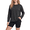 Dark Grey, variant on Women's Plus Size Long Sleeve Pajama Top, Loose-Fit Solid-Color Lounge Shirt with Crew Neck S-3X, Dark Grey, XXL