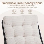 Modern Patio Lounge Chair with Ottoman, Comfy Sling Recliner Chair with Puffy Cushion and Foot Stool for Indoor Outdoor Living Room