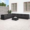 thumbnail image 1 of vidaXL 8 Piece Garden Lounge Set with Cushions Black Poly Rattan, 1 of 5