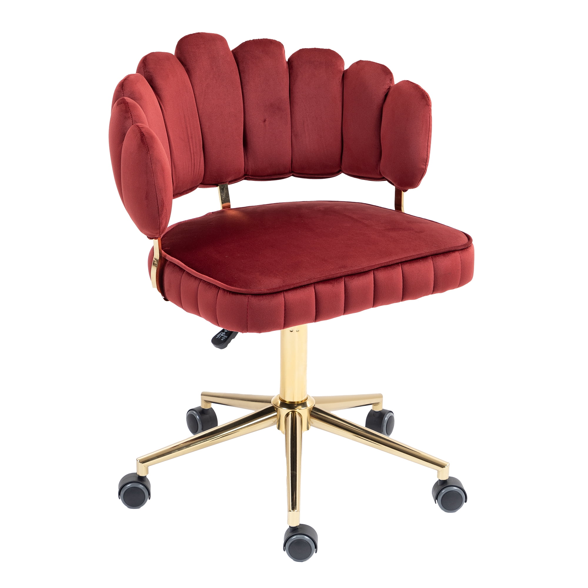 MAYEERTY Velvet Home Office Desk Chair, Modern Cute Computer Chair, Wheels Swivel Height Adjustable Swivel Task Chair for Home Office (Wine Red Velvet)