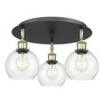 thumbnail image 4 of Innovations Lighting  Athens - 3 Light 18" Flush Mount Antique Brass/Clear, 4 of 5