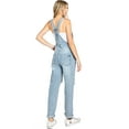 thumbnail image 3 of Black Label Women's Juniors Baggy Distressed Overalls (Light Denim, S), 3 of 6