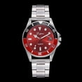 thumbnail image 3 of Reloj de cuarzo LVPAI con correa de acero informal y moderno para hombre (rojo y negro), 3 of 3