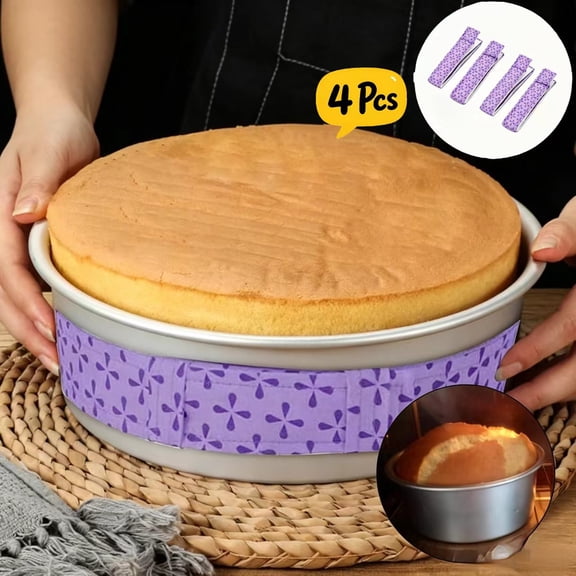 4 Pcs Thick Cotton Bake Even Strips, Super Absorbent Cake Pan Dampening Strips, Essential Baking Accessories for Flat Cakes