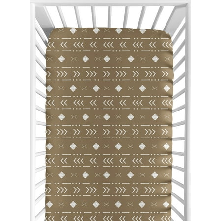 UPC: 0846480096955 | Boho Tribal Geometric Cocoa Brown and White Fitted Crib Sheet Boy or Girl by Sweet Jojo Designs