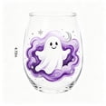 thumbnail image 3 of 2D Printed Halloween Stemless Glass Cup, Spooky Ghost Black Cat Pumpkin Pattern Wine Tumbler, Seasonal Halloween Party Drinkware Decor, 3 of 7