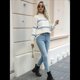 thumbnail image 5 of Suéteres Casuales de Punto con Estampado de Leopardo para Mujer, Suéteres de Larga con Cuello Redondo Albaricoque L, 5 of 10