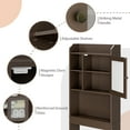 thumbnail image 4 of ZENY Over-The-Toilet 68.3"H Bathroom Storage Cabinet Wood Frame 3 Tiers, Brown, 4 of 12