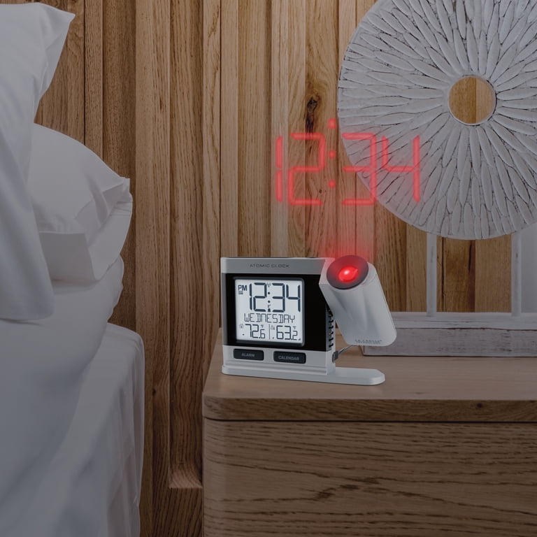 La Crosse Tech Atomic Projection Alarm Clock, LCD, Silver, 2.5