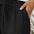 thumbnail image 4 of Women's Elastic Waist Drawstring Pants Lightweight Straight Leg Casual Trousers Summer Loose Versatile Long Pants with Pockets, 4 of 9