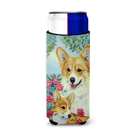 

Caroline s Treasures 7084MUK Corgi Momma loves Roses Ultra Hugger for slim cans Slim Can multicolor