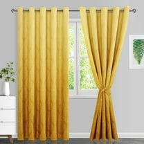 DWCN Ombre Blackout Curtains–Damask Patterned Thermal Insulated Noise Reducing Grommet Curtains for Bedroom Living Room, 66 x 90 Inches, Set of 2 Panels with Tiebacks, Yellow