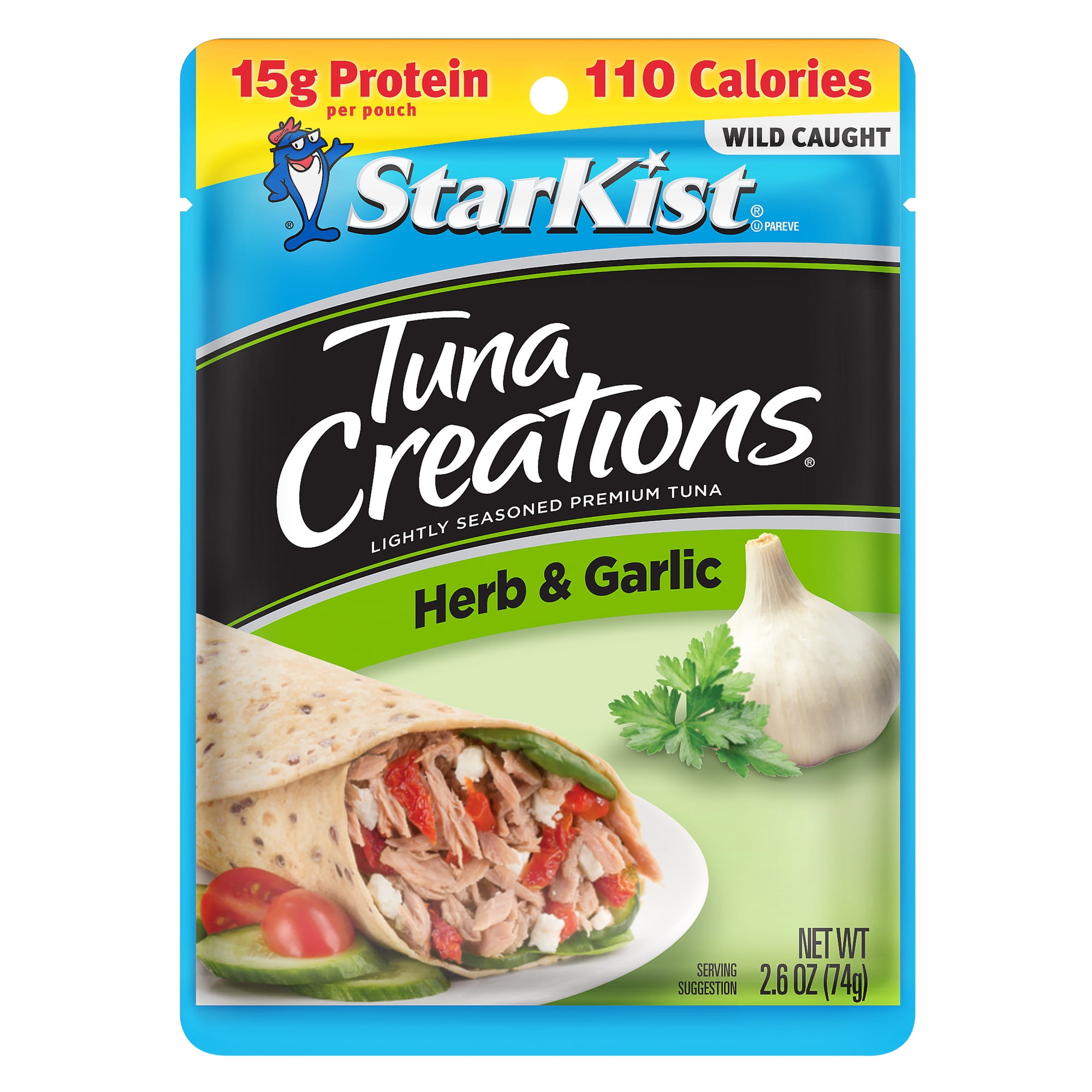 StarKist Tuna Creations, Herb and Garlic, Wild Caught, 15g Protein, 2.6 oz Pouch