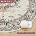 thumbnail image 2 of 6'x6' Round Area Rugs, Machine Washable Non Slip Area Rug for Living Room, Soft Low Pile Vintage Print Pattern Indoor Bedroom Thin Carpet, Khaki, 2 of 5