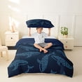 thumbnail image 2 of jejeloiu Artistic Whale Silhouette Twin Duvet Cover,Swirly Marine Print Twin Bedding For Boys,Navy Light Blue,Navy Blue Reversible,2pcs,1 Duvet Cover and 1 Pillowcase, 2 of 6