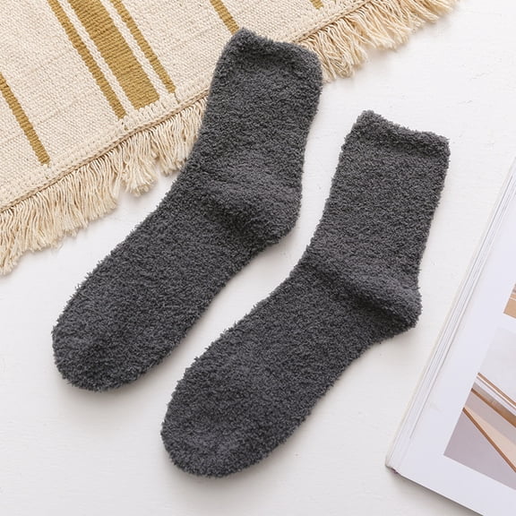 Lumtrix Fuzzy Socks for Men Casual Warm Sleeping Socks Cozy Fluffy Sock for Spring Winter Home Comfort Dark Gray 40