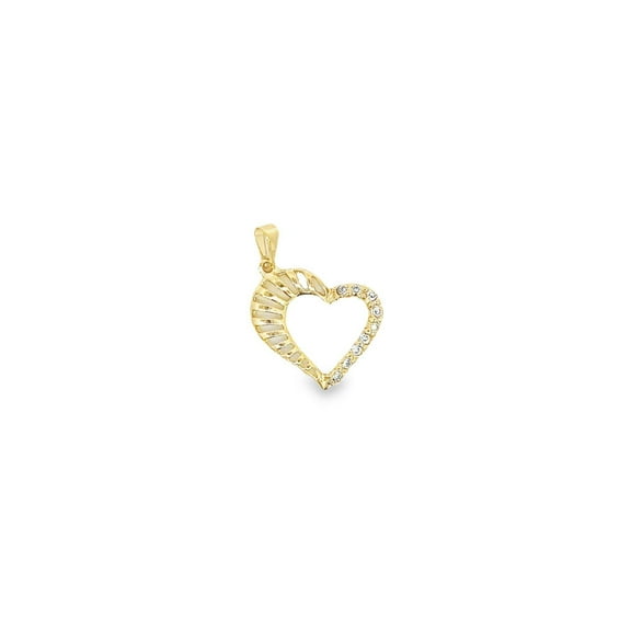 18K Gold Filled Abstract CZ Contour Heart Pendant Charm